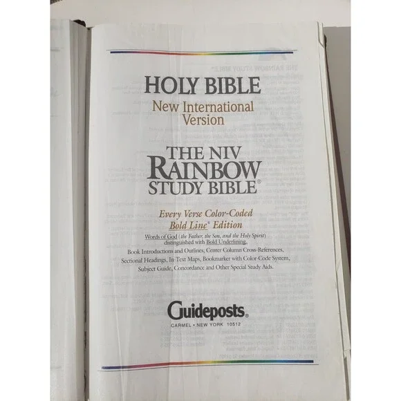 Vintage 1996 The NIV Rainbow Study Bible Bold Line System Edition Guideposts - Picture 9 of 16
